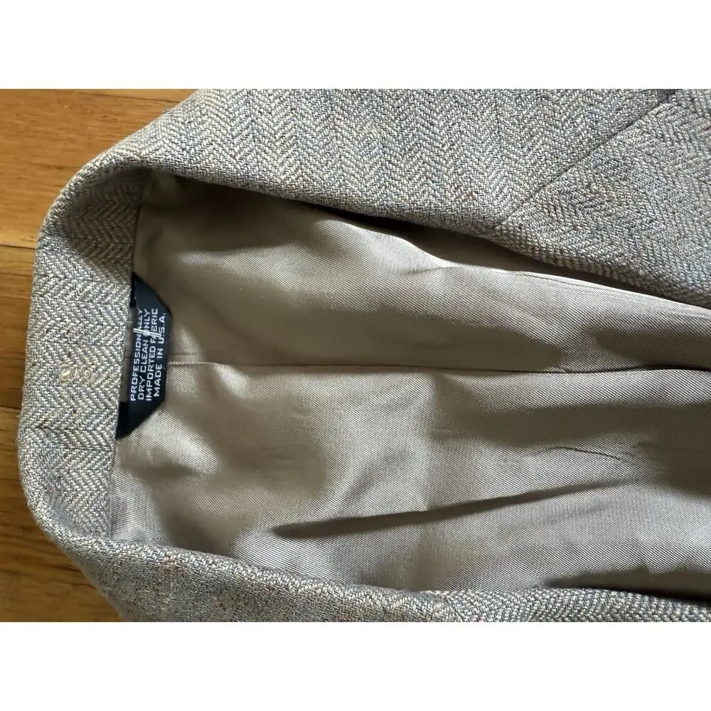 Vintage Orvis Blazer 44 R Beige Silk Wool Hopsack Professor Academia Professor